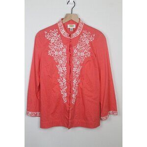 Beautiful! NWOT Talbots Tunic Embroidered Shirt Soft Linen Size Small